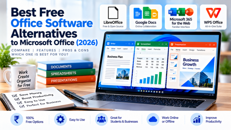 Best free office software alternatives for documents, spreadsheets, and presentations, including LibreOffice, Google Docs, Microsoft 365 for the web, and WPS Office