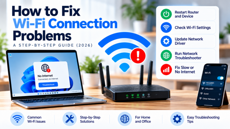 How to fix Wi-Fi connection problems using router restarts, network settings, and troubleshooting steps